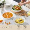 imageMALACASA 885quot Large Pasta Bowls 42 OZ White Salad Bowls Soup Bowls Porcelain Serving Bowls Set of 4 Ivory White ampamp Black Rim Microwave ampamp Dishwasher Safe Series REGULARIvory White
