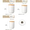 imageMALACASA Canisters Sets for the Kitchen Ceramic Kitchen Canisters for Countertop Coffee Jar with Airtight Wooden Lid Flour and Sugar Containers Set of 3 White Food Storage Jars for Tea Cereal Nut