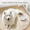 imageMALACASA Ceramic Dog Bowls Dog WaterFood Dish with Wood Stand NonSlip14oz Pet Basic Bowls for Your Puppy Small Dogs or CatsGlaze Matte Weighted NonSlip S15 CupsL6 Cups
