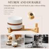 imageMALACASA Ceramic Dog Bowls Dog WaterFood Dish with Wood Stand NonSlip14oz Pet Basic Bowls for Your Puppy Small Dogs or CatsGlaze Matte Weighted NonSlip S15 CupsM35 Cups