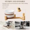 imageMALACASA Ceramic Dog Bowls Dog WaterFood Dish with Wood Stand NonSlip14oz Pet Basic Bowls for Your Puppy Small Dogs or CatsGlaze Matte Weighted NonSlip S15 CupsS15 Cups