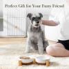 imageMALACASA Ceramic Dog Bowls Dog WaterFood Dish with Wood Stand NonSlip14oz Pet Basic Bowls for Your Puppy Small Dogs or CatsGlaze Matte Weighted NonSlip S15 CupsS15 Cups