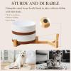 imageMALACASA Ceramic Dog Bowls Dog WaterFood Dish with Wood Stand NonSlip14oz Pet Basic Bowls for Your Puppy Small Dogs or CatsGlaze Matte Weighted NonSlip S15 CupsL6 Cups