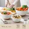 imageMALACASA Ceramic Mixing Bowls Large Serving Bowls for Mixing Cooking Prepping Baking Salad Soup Pasta Nesting Bowls Set of 3 43825144 Qt Oven Microwave and Dishwasher Safe Series TARA