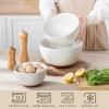 imageMALACASA Ceramic Mixing Bowls Large Serving Bowls for Mixing Cooking Prepping Baking Salad Soup Pasta Nesting Bowls Set of 3 43825144 Qt Oven Microwave and Dishwasher Safe Series TARA