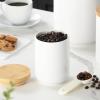 imageMALACASA Coffee Canister Porcelain Food Storage Jar with Airtight Wooden Lid Kitchen Food Storage Containers for Ground Coffee Tea Sugar Salt Spice and More  16 FL OZ