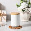 imageMALACASA Coffee Canister Porcelain Food Storage Jar with Airtight Wooden Lid Kitchen Food Storage Containers for Ground Coffee Tea Sugar Salt Spice and More  16 FL OZ