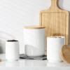 imageMALACASA Coffee Canister Porcelain Food Storage Jar with Airtight Wooden Lid Kitchen Food Storage Containers for Ground Coffee Tea Sugar Salt Spice and More  16 FL OZ