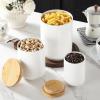 imageMALACASA Coffee Canister Porcelain Food Storage Jar with Airtight Wooden Lid Kitchen Food Storage Containers for Ground Coffee Tea Sugar Salt Spice and More  16 FL OZ