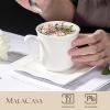 imageMALACASA Dessert Plates Cups and Saucers 18Pieces Porcelain Ivory White Square Dinnerware Sets with 725 Appetizer Plates 7oz Cups and 53 Saucers Service for 6 Mario Series