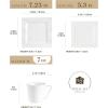 imageMALACASA Dessert Plates Cups and Saucers 18Pieces Porcelain Ivory White Square Dinnerware Sets with 725 Appetizer Plates 7oz Cups and 53 Saucers Service for 6 Mario Series