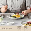 imageMALACASA Dinner Plate 6Piece Set 85 Inch Porcelain Salad Dessert Round Plates Serving Dishes Dinnerware Sets Kitchen Dinner Plates for Appetizer Pasta Marble Grey Series REG