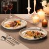 imageMALACASA Dinner Plates 105 Inch Plates Set of 6 Porcelain Round Dessert Salad Dinner Plates Serving Dishes for Kitchen Microwave ampamp Dishwasher Safe Marble Grey Series REG