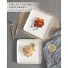 imageMALACASA Dinner Plates 10inch Ivory White Dinner Plates Square Plate Set of 4 Porcelain Serving Platters for Kitchen Banquet Party Steak Appetizer Salad Pasta White Series IVY