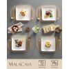 imageMALACASA Dinner Plates 10inch Ivory White Dinner Plates Square Plate Set of 4 Porcelain Serving Platters for Kitchen Banquet Party Steak Appetizer Salad Pasta White Series IVY