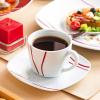 imageMALACASA Dinnerware Sets 30Piece Porcelain Square Dishes Gray White with Red Rim Modern Dish Set for 6  Plates and Bowls Sets Cups and Saucers Set  Series FELISA