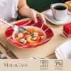 imageMALACASA Dinnerware Sets 30Piece Porcelain Square Dishes Gray White with Red Rim Modern Dish Set for 6  Plates and Bowls Sets Cups and Saucers Set  Series FELISA