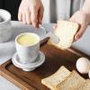 imageMALACASA French Butter Crock for Counter with Lid Ceramic Butter Dish Keeper with Water Line Butter Container for Fresh Spreadable Butter Series REG Marble Gray