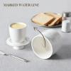 imageMALACASA French Butter Crock for Counter with Lid Ceramic Butter Dish Keeper with Water Line Butter Container for Fresh Spreadable Butter Series REG White