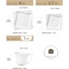 imageMALACASA Ivory White Cups and Saucers Set 18 Piece Porcelain White Dish Set with Dessert Plates Cups and Saucers Square Dinnerware Sets for 6 Series Amparo