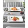 imageMALACASA Ivory White Dinner Plates Set of 6 1025 Inch Square Ceramic Plates Microwave and Dishwasher Safe Flora Series