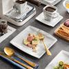 imageMALACASA Marble Gray Tea Cups and Saucers 18 Piece Square Dinner Set with Dessert Plates Dish Set with 825inch Appetizer Plates 7 OZ Espresso Cups and Sauces Service for 6 Series Blance