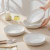 imageMALACASA Pasta Bowls 48 Oz 95 Inch Large Salad Bowls Modern Relief Design Ceramic Serving Bowls Wide and Shallow Plates Pasta Plates Microwave ampamp Dishwasher Safe Set of 4 Series LYDIA