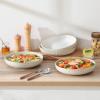 imageMALACASA Pasta Bowls 48 Oz 95 Inch Large Salad Bowls Modern Relief Design Ceramic Serving Bowls Wide and Shallow Plates Pasta Plates Microwave ampamp Dishwasher Safe Set of 4 Series LYDIA