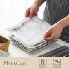 imageMALACASA Plates and Cups Set 18Piece Porcelain Square Dinnerware Sets with 8  Dessert Plates 7 OZ Coffee Mugs and 54 Saucers Marble Dish Set for 6 Series Flora