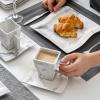 imageMALACASA Plates and Cups Set 18Piece Porcelain Square Dinnerware Sets with 8  Dessert Plates 7 OZ Coffee Mugs and 54 Saucers Marble Dish Set for 6 Series Flora