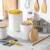 imageMALACASA Porcelain Coffee Canister Coffee Jar with Airtight Wooden Lid Sugar Container Food Storage Jar for Tea Cereal Nut Salt Spice and More  32 FL OZ
