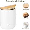 imageMALACASA Porcelain Coffee Canister Coffee Jar with Airtight Wooden Lid Sugar Container Food Storage Jar for Tea Cereal Nut Salt Spice and More  32 FL OZ