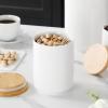imageMALACASA Porcelain Coffee Canister Coffee Jar with Airtight Wooden Lid Sugar Container Food Storage Jar for Tea Cereal Nut Salt Spice and More  32 FL OZ
