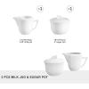 imageMALACASA Porcelain Creamer and Sugar Set Ivory White Serving Set for Coffee and Tea1Piece Milk Jug and 1Piece Sugar Pot with Lid Set of 3 Series FloraCARINA