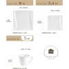 imageMALACASA Porcelain Dessert Plates Cups and Saucers18 Pieces White Coffee Sets with 825In Appetizer Plates 7 OZ Cappuccino Cups and 55In Saucer Set of 6 CARINA Series