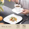 imageMALACASA Porcelain Tea Cups and Saucers 18Piece White Cappuccino Cups CombiSet Coffee Set With Dessert Plates Mugs for Coffee Espresso and Latte Service for 6 Series Elvira