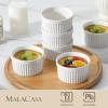 imageMALACASA Ramekins 4 oz Oven Safe Porcelain Creme Brulee Ramekins Pudding Custard Cups Small Ceramic Souffle Dishes Ramakan Ramiken Ramicans Baking Bowls Set of 6 White Series RAMEKINDISH8 oz