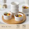 imageMALACASA Ramekins 4 oz Oven Safe Porcelain Creme Brulee Ramekins Pudding Custard Cups Small Ceramic Souffle Dishes Ramakan Ramiken Ramicans Baking Bowls Set of 6 White Series RAMEKINDISH10 oz