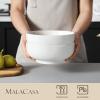 imageMALACASA Serving Bowls 114 OZ10quot Extra Large Salad Bowls Set of 2 Porcelain White Serving Bowls for Salad Soup Pasta and Dinner Large Ceramic Bowl Set for Entertaining Series REGULARIvory White