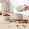 imageMALACASA Small Bowls 14 Ounce Ice Cream Bowl Stoneware Dessert Bowls Set of 4 with Embossment for Snack Chip Fruits Side Dishes  45 Inch Arctic White Series LYDIA30 OZ