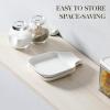 imageMALACASA Spoon Rest Large Spoon Rests for Stove Top Porcelain Spoon Holder for Kitchen Counter Utensils Rests Cooking Spoon Holders for Spatula Ladle Tongs Marble Grey Series REGULARIvory White
