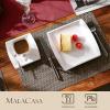 imageMALACASA Square Dessert Plates Cups and Saucers Set 18Pieces Porcelain Ivory White Coffee Sets Serving Dish Set with 8inch Dessert Plates 7 oz Mugs Service for 6 Series Blance