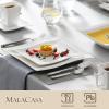 imageMALACASA Square Dinnerware Set 18Piece Ivory White Espresso Cups with Saucers Porcelain Coffee Set With 8  Dessert Plates 7 OZ Coffee Mugs and 54 Saucers Dish Set for 6 Series Flora