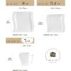 imageMALACASA Square Dinnerware Set 18Piece Ivory White Espresso Cups with Saucers Porcelain Coffee Set With 8  Dessert Plates 7 OZ Coffee Mugs and 54 Saucers Dish Set for 6 Series Flora