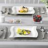 imageMALACASA Square Dinnerware Set 18Piece Ivory White Espresso Cups with Saucers Porcelain Coffee Set With 8  Dessert Plates 7 OZ Coffee Mugs and 54 Saucers Dish Set for 6 Series Flora