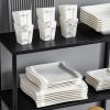 imageMALACASA Square Dinnerware Set 18Piece Ivory White Espresso Cups with Saucers Porcelain Coffee Set With 8  Dessert Plates 7 OZ Coffee Mugs and 54 Saucers Dish Set for 6 Series Flora