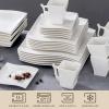 imageMALACASA Square Dinnerware Set 18Piece Ivory White Espresso Cups with Saucers Porcelain Coffee Set With 8  Dessert Plates 7 OZ Coffee Mugs and 54 Saucers Dish Set for 6 Series Flora