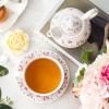 imageMALACASA Tea for One Set Teapot 11 Ounce and Cup 84 Ounce and 6 inch Saucers Porcelain Teapot and Cup Set Tea Pot with Lid Pink  Series Sweet TimePink
