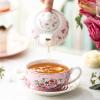 imageMALACASA Tea for One Set Teapot 11 Ounce and Cup 84 Ounce and 6 inch Saucers Porcelain Teapot and Cup Set Tea Pot with Lid Pink  Series Sweet TimePink