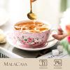 imageMALACASA Tea for One Set Teapot 11 Ounce and Cup 84 Ounce and 6 inch Saucers Porcelain Teapot and Cup Set Tea Pot with Lid Pink  Series Sweet TimePink